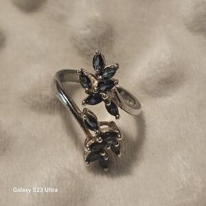 Sterling Silver Sapphire Adjustable Women's Ring